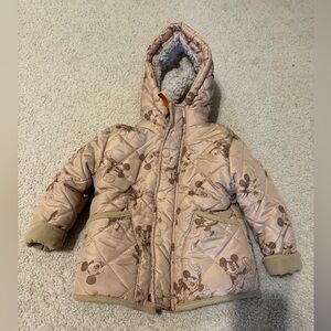 18 M Disney Junior Mickey Mouse Tan Winter Puffer Jacket